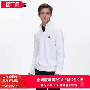 男 T恤衫 VSKONNE威斯康尼长袖 T恤男莫代尔棉休闲百搭白色套头长袖