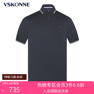 T恤男 VSKONNE威斯康尼POLO衫 T恤商场同款 黑蓝色棉休闲时尚 短袖