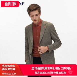 VSKONNE威斯康尼商场同款 休闲西服男卡其羊毛舒适中青年单便西服