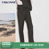 男意大利VBC纯羊毛灰色竖条纹西裤 VSKONNE威斯康尼商场同款 套西裤
