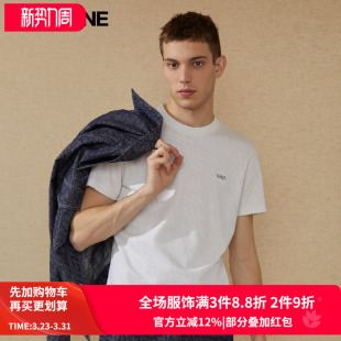 VSKONNE威斯康尼白色T恤春夏商场同款 短T圆领白色棉含桑蚕丝T恤男