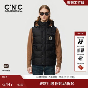 CNC男装25秋冬新款满版提花刺绣男羽绒马甲冬季保暖厚款羽绒背心