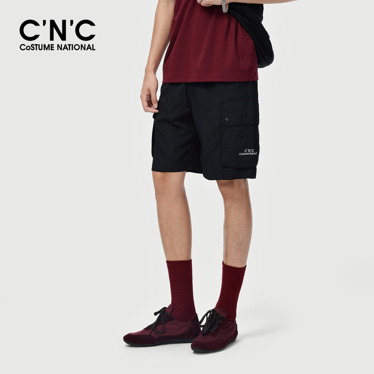 CNC男装夏季新款logo刺绣口袋工装男士五分裤直筒宽松休闲短裤