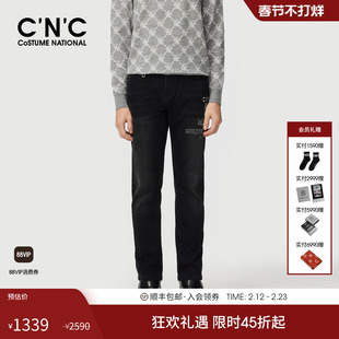 cnc男装25秋冬新款logo刺绣磨毛保暖牛仔裤男士休闲