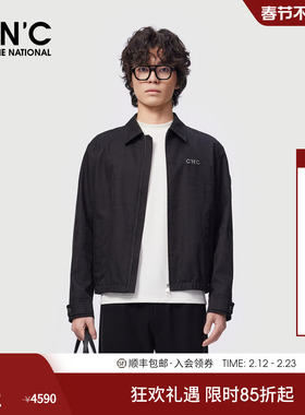 CNC男装25秋季新款斜纹提花黑色单夹克外套男士肌理感外套