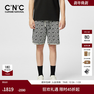 25夏季 抽绳宽松舒适中裤 新款 印花男五分休闲短裤 logo满版 CNC男装