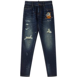 【大牌直降】CNC男装25秋季新款章仔水洗牛仔裤男轻奢破洞男士牛