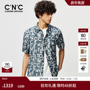 新款 CNC男装 2024夏季 衬衫 LOGO印花轻薄透气 苎麻莱赛尔短袖