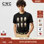 男士 CNC男装 休闲纯棉T恤 时尚 潮玩人偶印花短袖 24夏季 新款