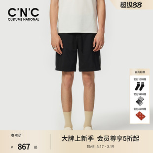 品牌logo字母印花五分短裤 CNC男装 锦纶男休闲黑色短裤 新款 25夏季