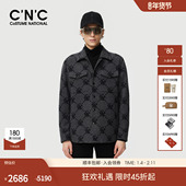 羊毛外套满版 CNC男装 25秋冬新款 撞色提花胸袋翻领针织毛呢夹克男