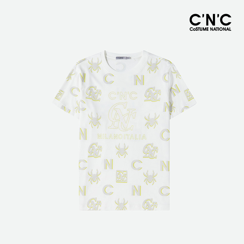 CNC男装花版撞色满印图案春夏新品轻奢休闲阔版T恤男款