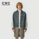 新款 CNC男装 26春季 纯棉男牛仔夹克外套侧边条纹logo刺绣设计茄克
