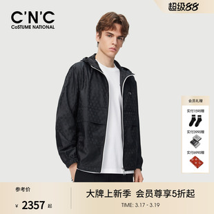 CNC男装26早春新款男士老花连帽夹克外套经典单夹克