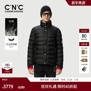新款 CNC男装 羽绒服25冬季 短款 立领logo提花保暖羽绒外套 轻薄花版