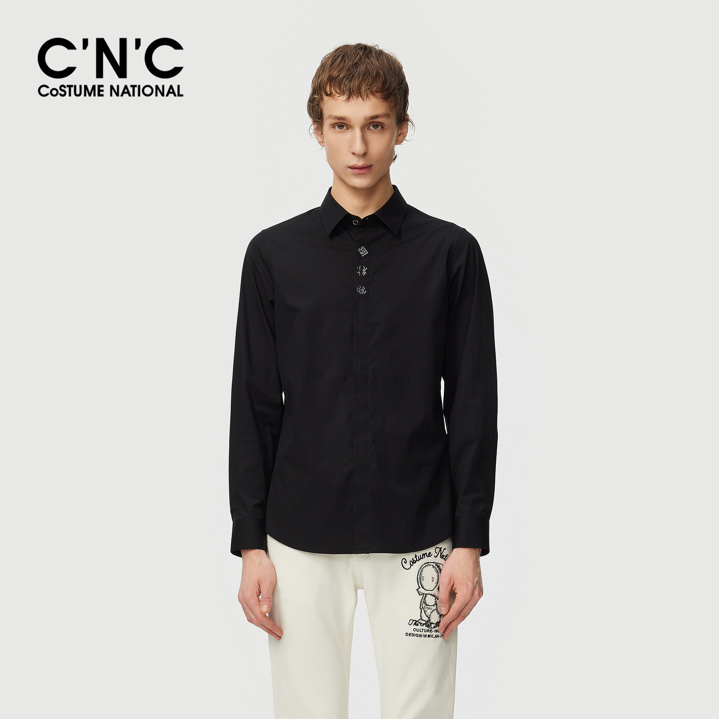 CNC男装25秋新款商务休闲logo刺绣长袖衬衫男士合身