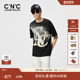 CNC男装 T恤男 彩色晕染字母LOGO潮流轻奢圆领纯棉短袖 24夏季 新款