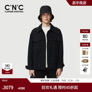 男士 CNC男装 黑色老花水洗牛仔夹克商场同款 新款 翻领夹克 秋季