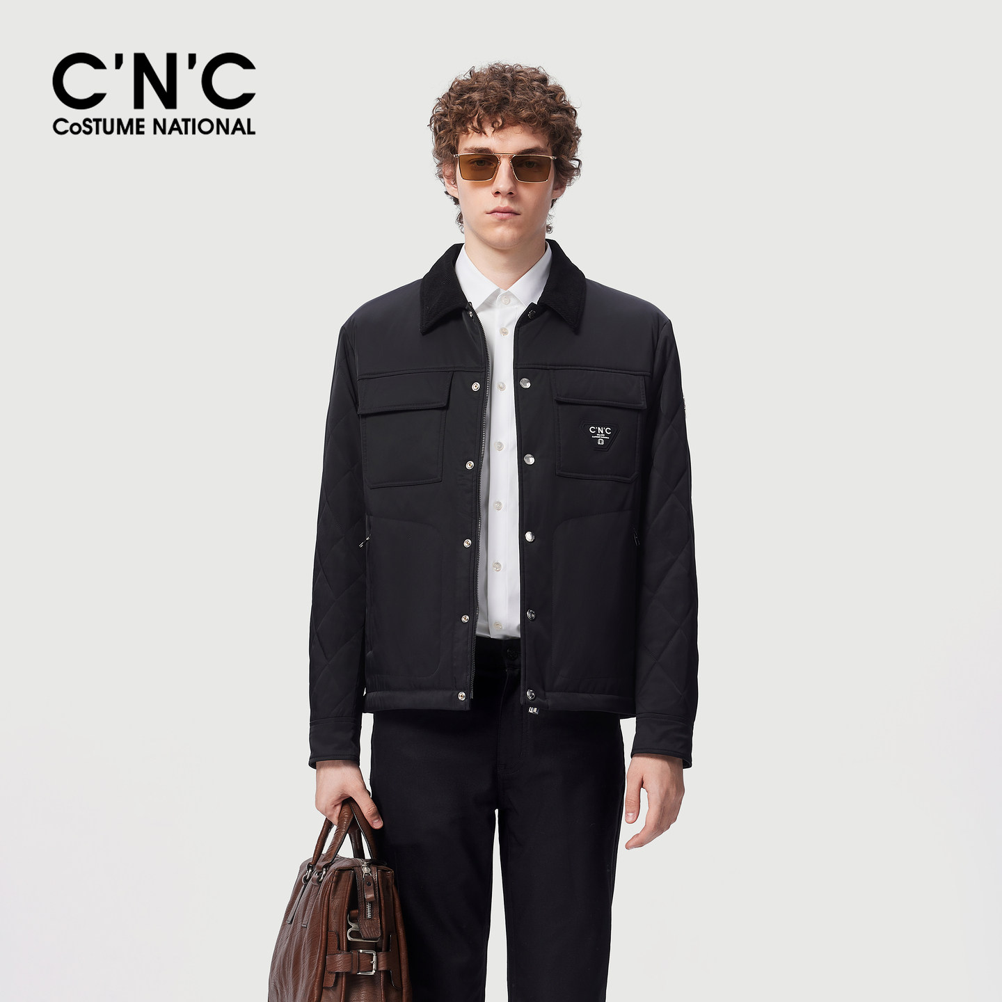 CNC男装26秋冬季新款男士夹克棉服翻领厚款保暖牛津黑色棉衣外套