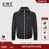 外套 品牌logo印花黑色轻奢薄款 CNC男装 25春夏连帽夹克男暗格满版