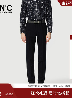 CNC男装25秋冬新款商务厚款男士休闲西裤黑色直筒羊毛休闲长裤