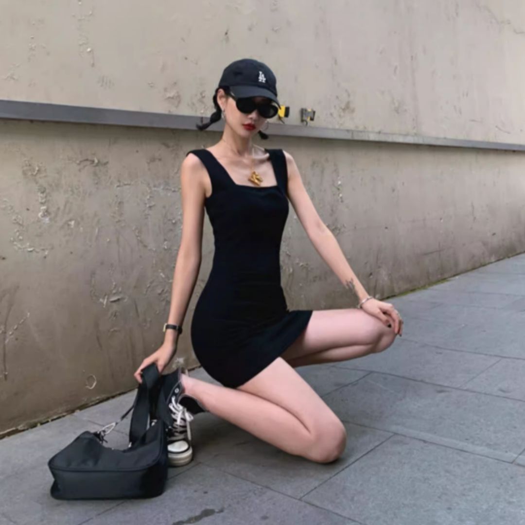 夏季新款小个子辣妹蝴蝶结背包短裙显瘦法式裙子女半身群连衣裙