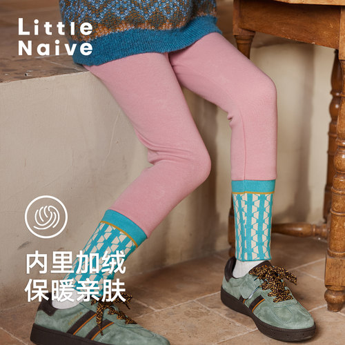 冬季女童色条形花纹打底裤