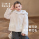 Little Naive儿童连帽仿羊羔毛外套双面穿加绒冬季 女童保暖棉服