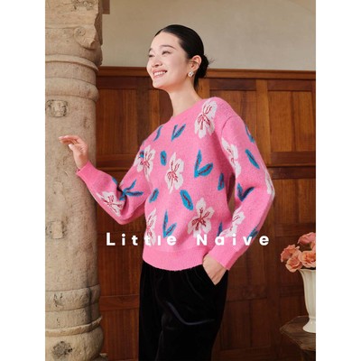 LittleNaive女装复古提花毛衣