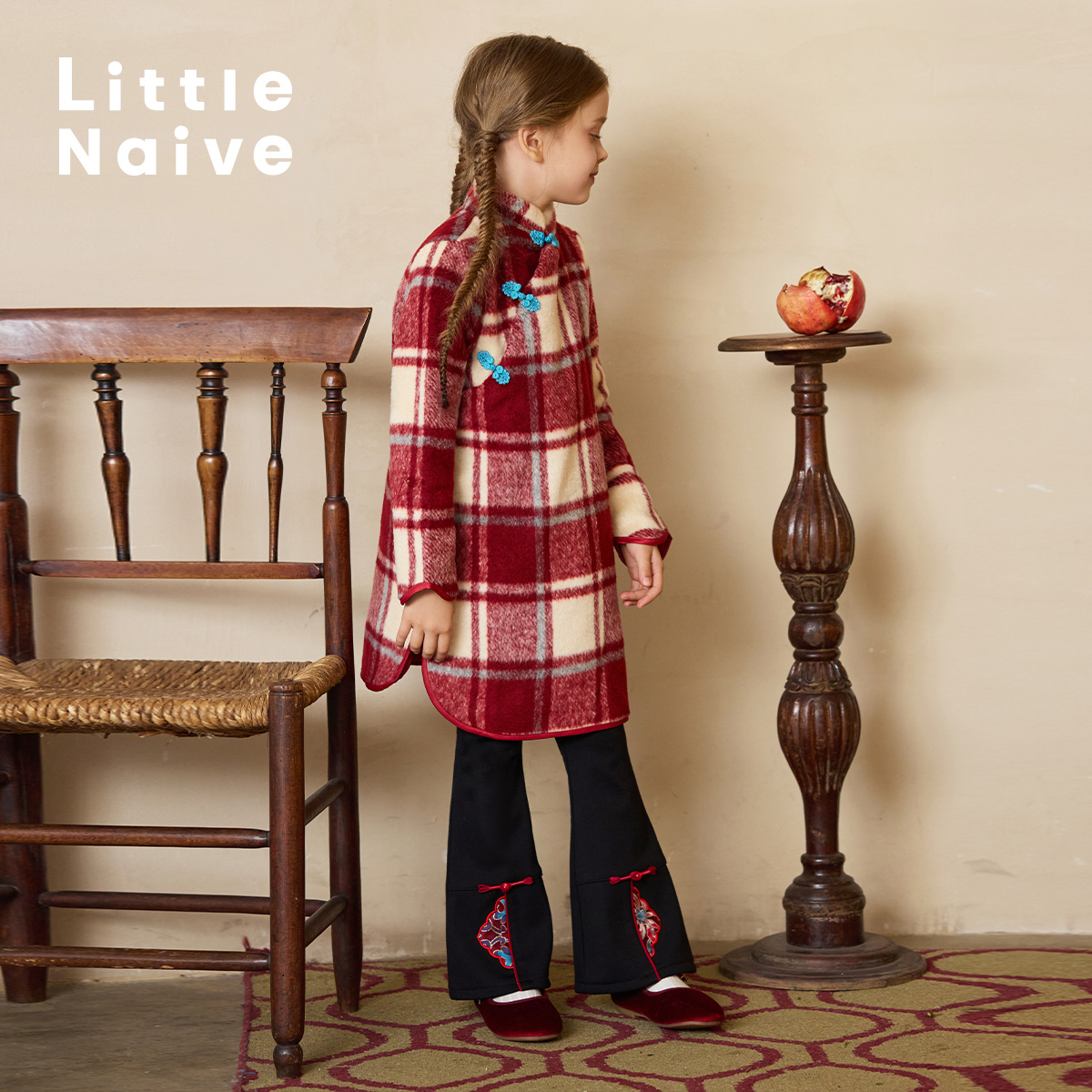 冬季女童羊毛呢子加厚旗袍