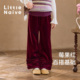 Naive女童丝绒直筒裤 秋冬季 木耳边加绒直筒裤 Little 儿童宽松长裤