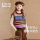 春秋季 Little Naive女童撞色针织衫 毛衣圆领背心儿童套头渐变马甲