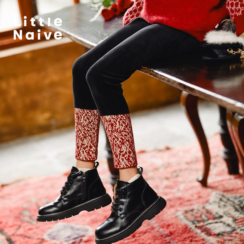 LittleNaive儿童打底裤秋冬新款修身外穿保暖裤子女童加绒休闲裤,童装/婴儿装/亲子装,裤子,淘宝优惠券,粉丝福利购,淘宝优惠卷