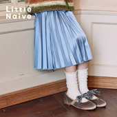 Little Naive女童裙子多巴胺半裙秋冬儿童半身裙洋气百褶半身裙