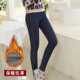 仿牛仔加绒加厚打底裤 女秋冬外穿高腰弹力九分小脚紧身保暖铅笔裤