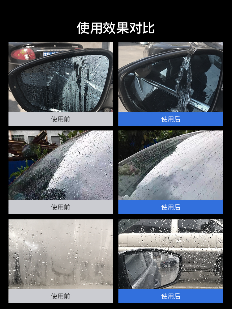 汽车玻璃镀晶免雨刮纳米后视镜防水驱水防雾剂持久液体玻璃镀膜剂