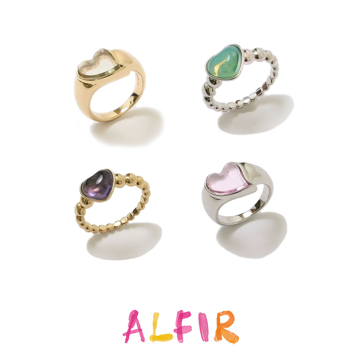 Alfir 缤纷宝石系列 果冻爱心戒指图片