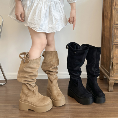 长筒堆堆靴女大筒围西部牛仔靴夏