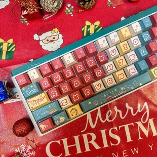 100 圣诞礼物原厂高度PBT热升华机械键盘键帽65 104EV63