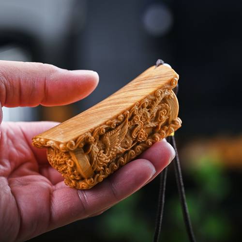 行崖柏木升棺发财手把件文玩盘玩