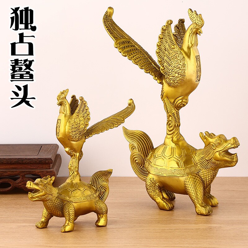 安泰阁大号铜金鸡龙龟文昌塔摆件