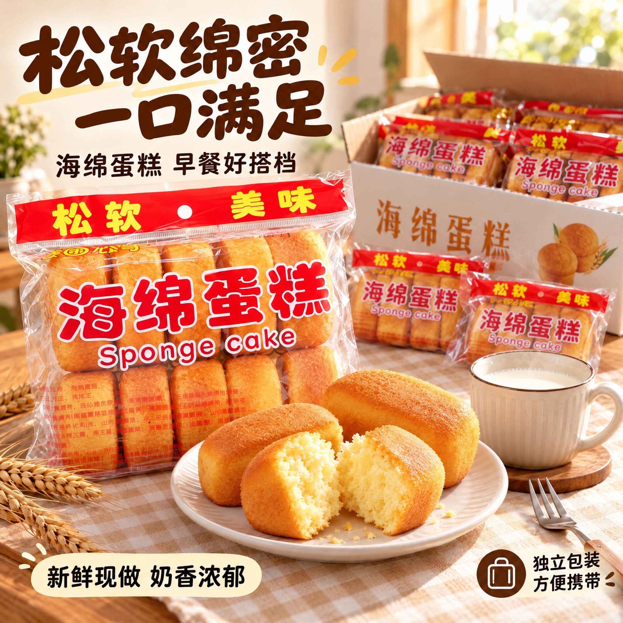 海绵蛋糕老式传统鸡蛋糕老北京小蛋糕早餐糕点营养点心特价整箱