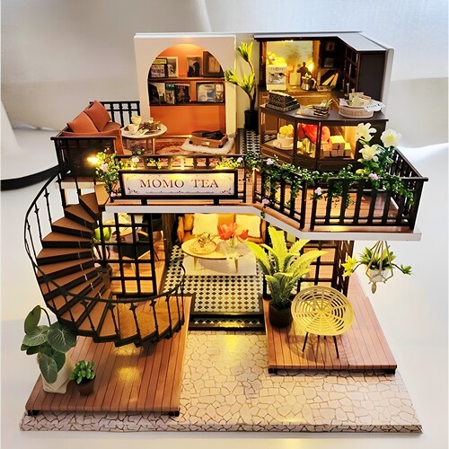 diy小屋复古风微缩房子模型拼装