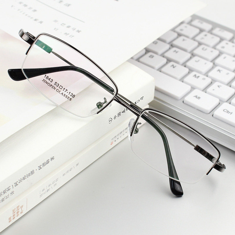 包邮超轻可弯曲男士半框记忆钛合金近视眼镜架眼镜框变色防蓝光