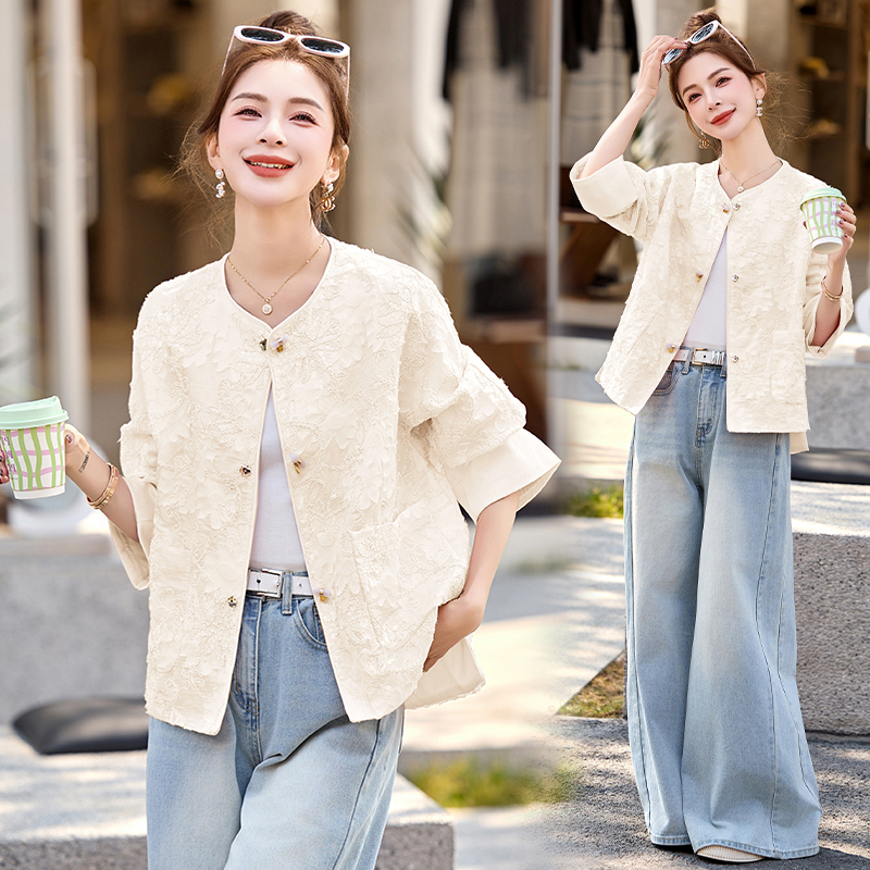 新中式剪花敕袖2025新款防晒外套