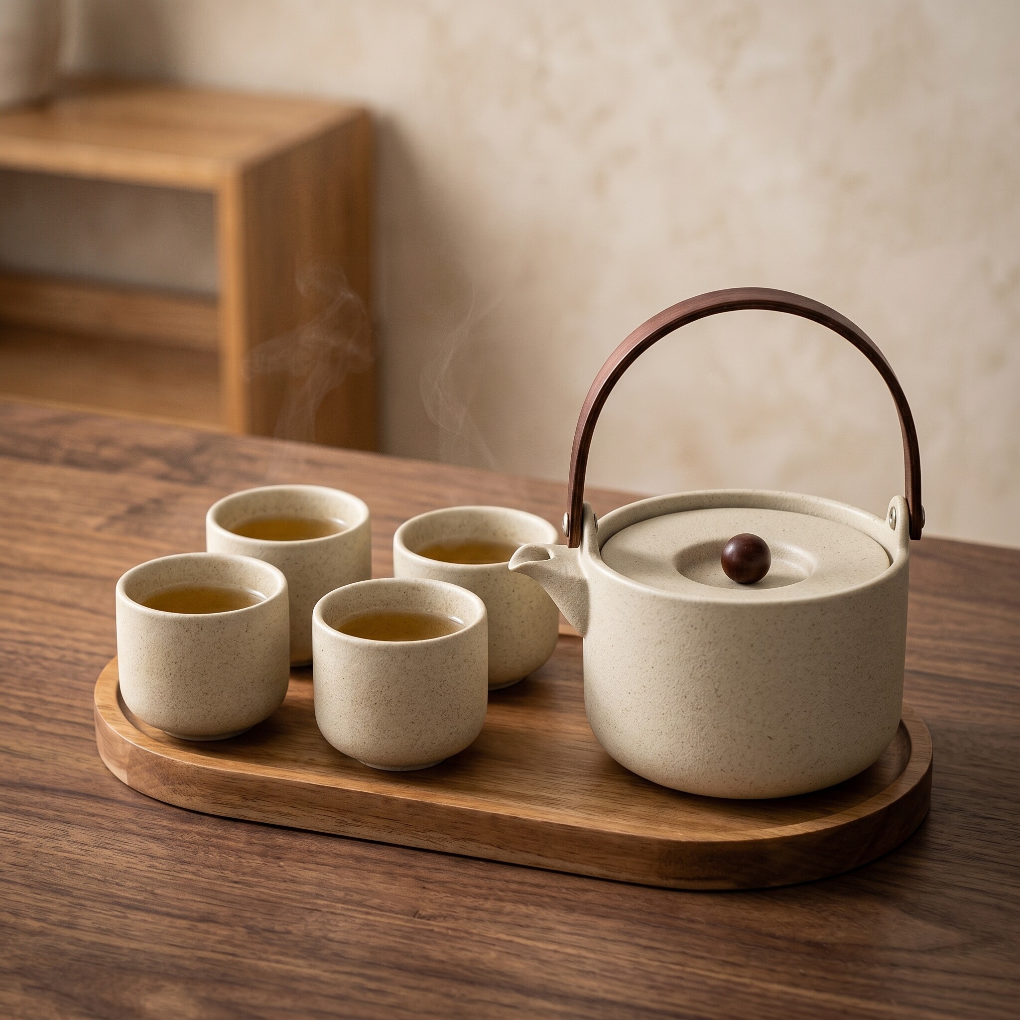 中式陶土带茶漏茶壶茶具套装