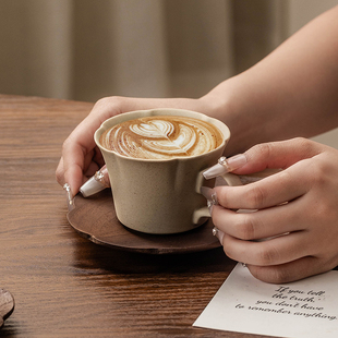 法式复古咖啡杯高档精致女士个人专用陶瓷拉花拿铁杯美式浓缩杯子