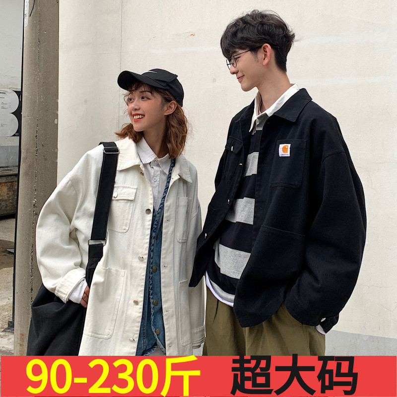 超大码情侣装秋冬工装休闲牛仔夹克胖m子200斤男加肥宽松学生外套|msdalam kategori Pakaian Lelaki, jaket - dari Buy2taobao.com untuk memberikan perkhidmatan ejen Taobao profesional membeli