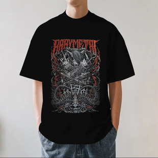 日本Babymetal乐队宝钢金属摇滚落肩夏季重磅纯棉男女短袖T恤宽松