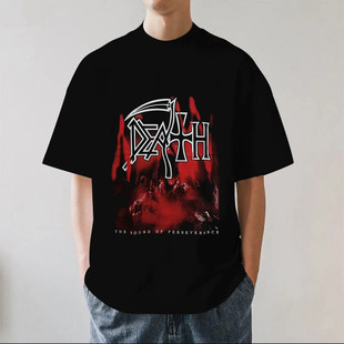 DEATH乐队周边泰国欧美摇滚死亡金属重磅280g纯棉男女短袖T恤宽松